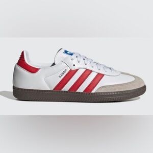 Adidas Samba Shoes size 8.5 women’s in white/scarlet color for sale!